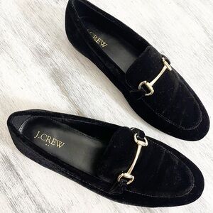 J. Crew Factory Black Velvet Bit Classic Loafers size 8